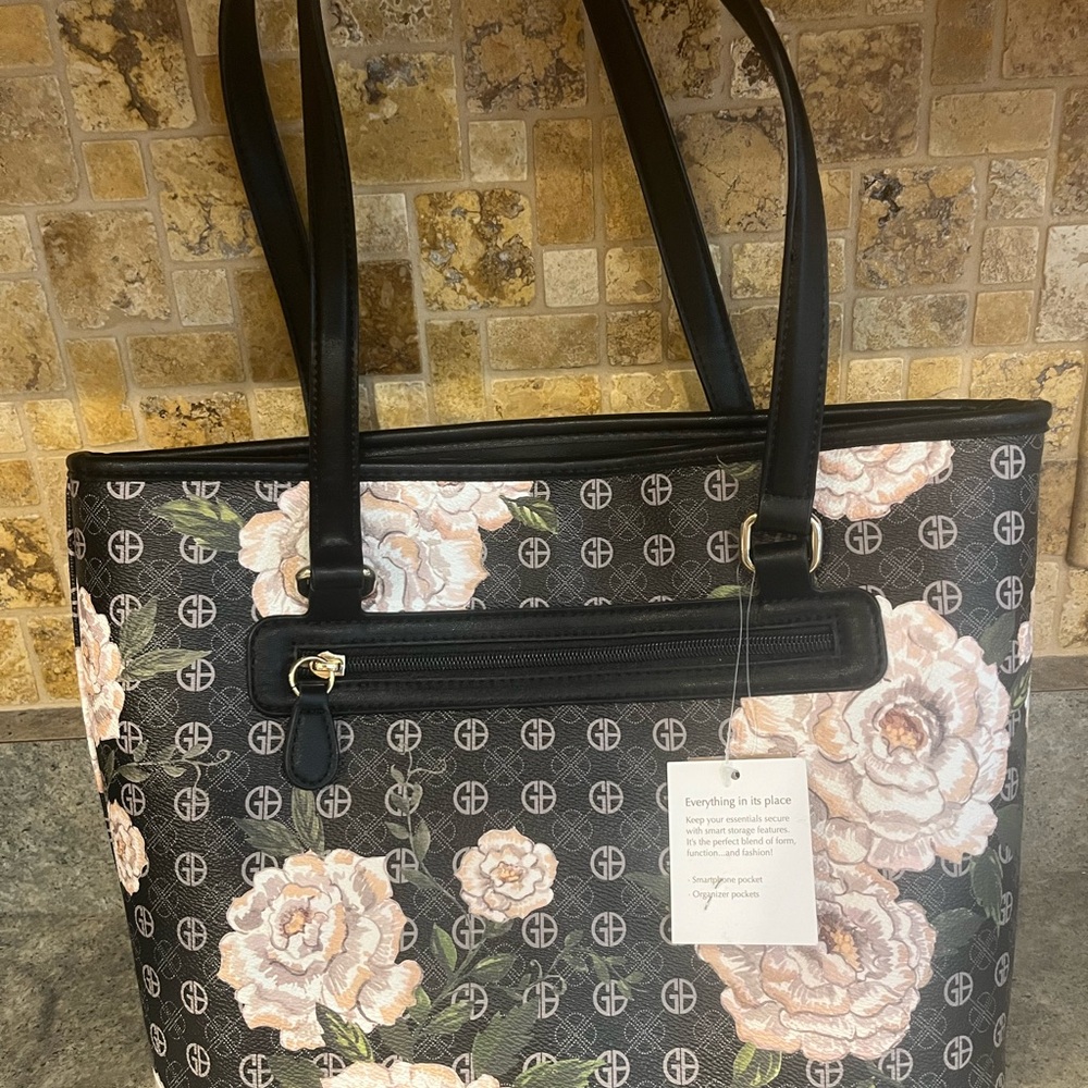 Chic Black Floral Tote Bag